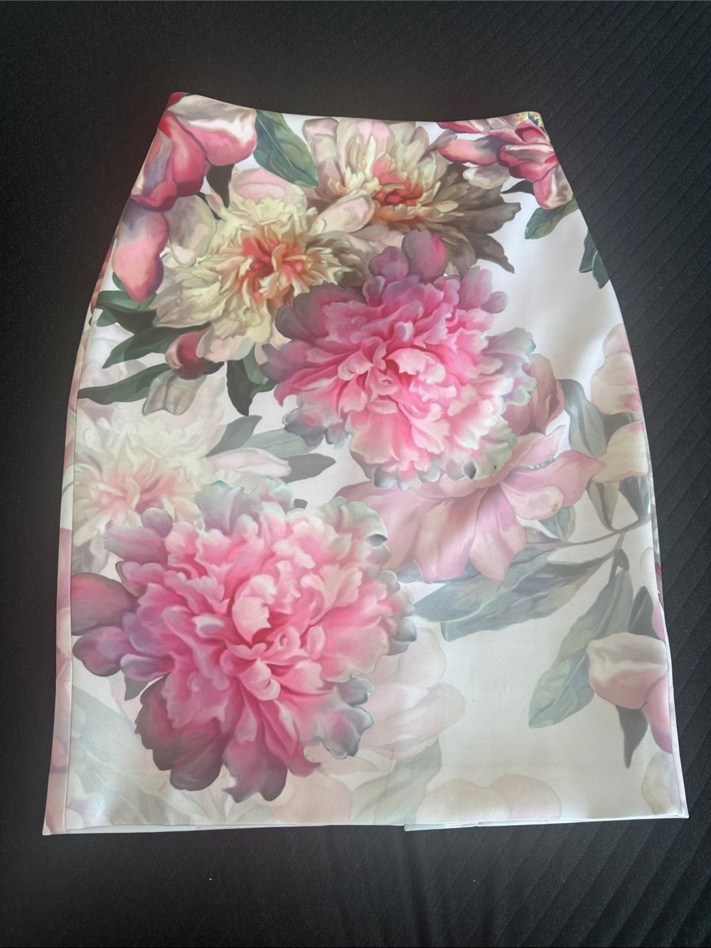Ted Baker London White Pencil Skirt with Pink Floral Print